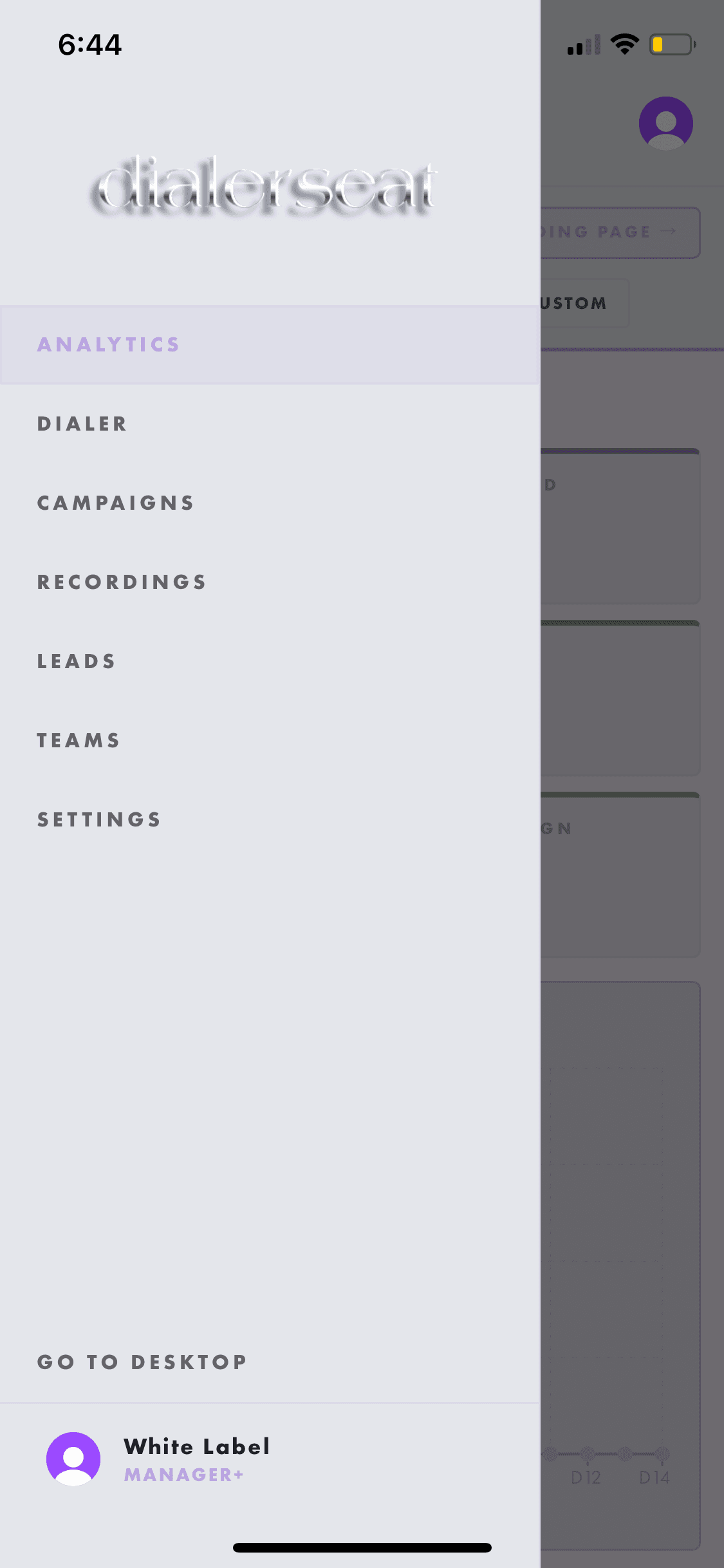 Chrome themed white-label sidebar